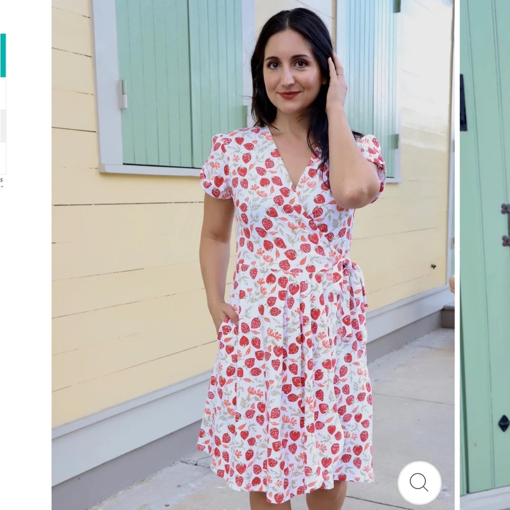 Strawberry Organic Fair Trade Wrap Dress Size M